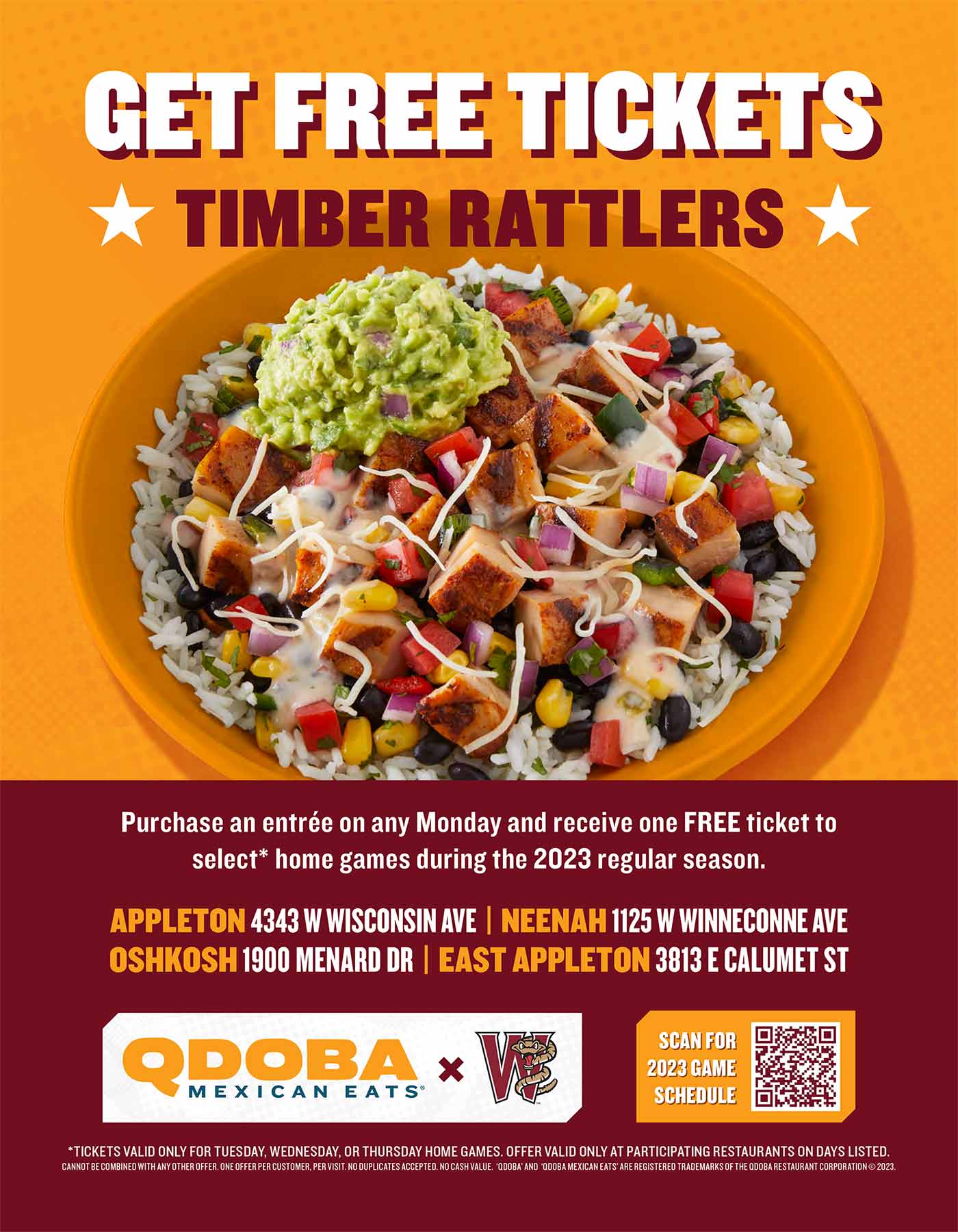 QDOBA Timber Rattlers Promotion Details